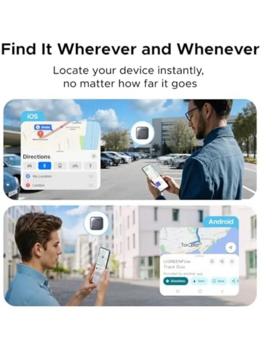 4 Pack Air Tracker Tags for iOS & Android - Bluetooth Location Finders